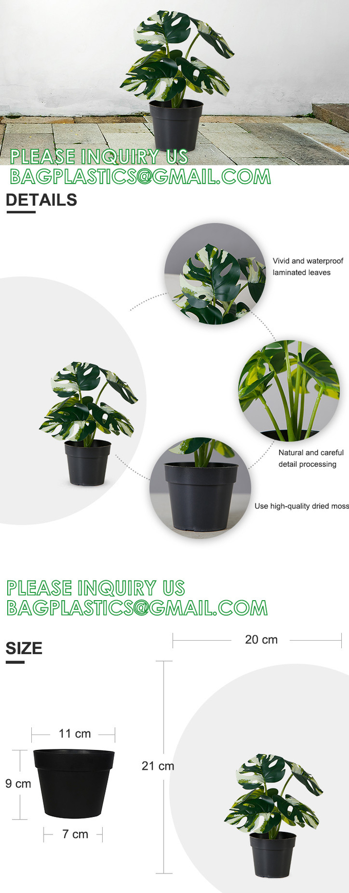 Fake Plants 16" Faux Plants Artificial Potted Plants Indoor for Home Office Farmhouse Kitchen Bathroom Table Shelf 14
