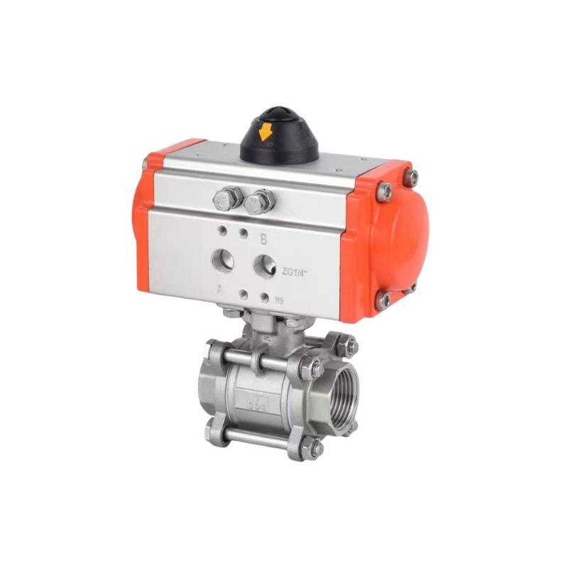 Cast Steel Pneumatic 3PC Threaded Ball Valve for Water Industrial