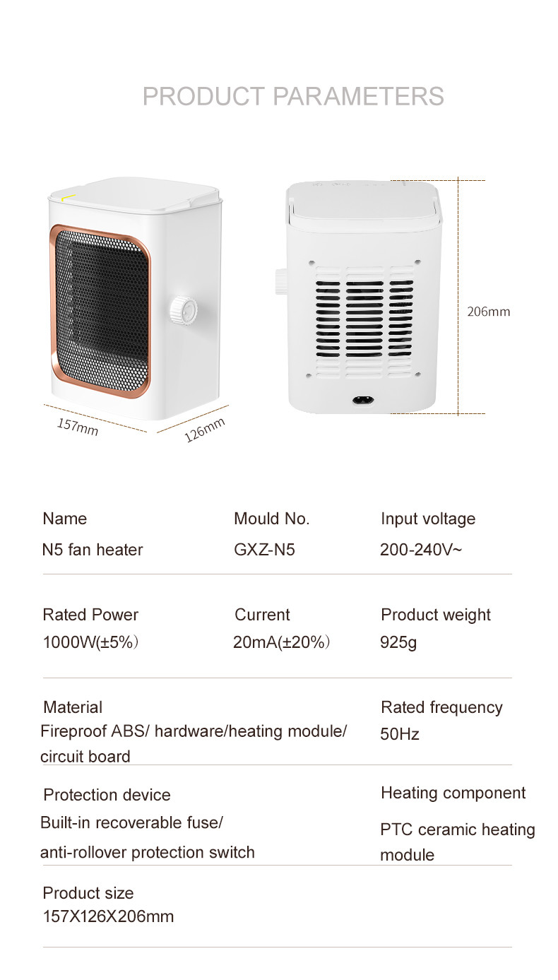 Mini Portable Electric Fan Heater 1000W Heating PTC Ceramic Heater Fan