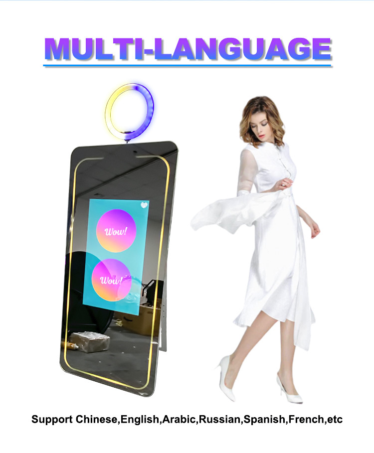 RoHS Selfie Mirror Photo Booth Touch Screen Interactive Selfie Mirror Weddings