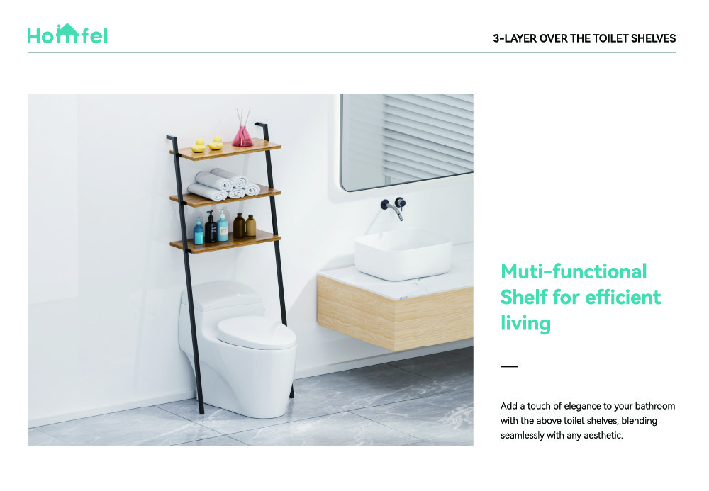 Floor Space Optimization Over Toilet Storage Rack With Rust-Resistant Features