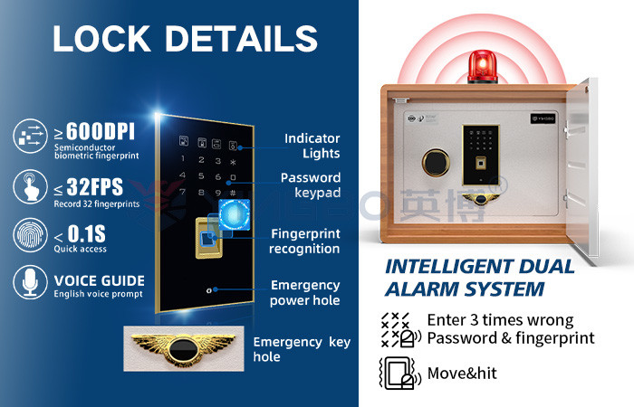 Dual Alarm Simple Design Smart Box Safe Bedside Table Thickened Bolts