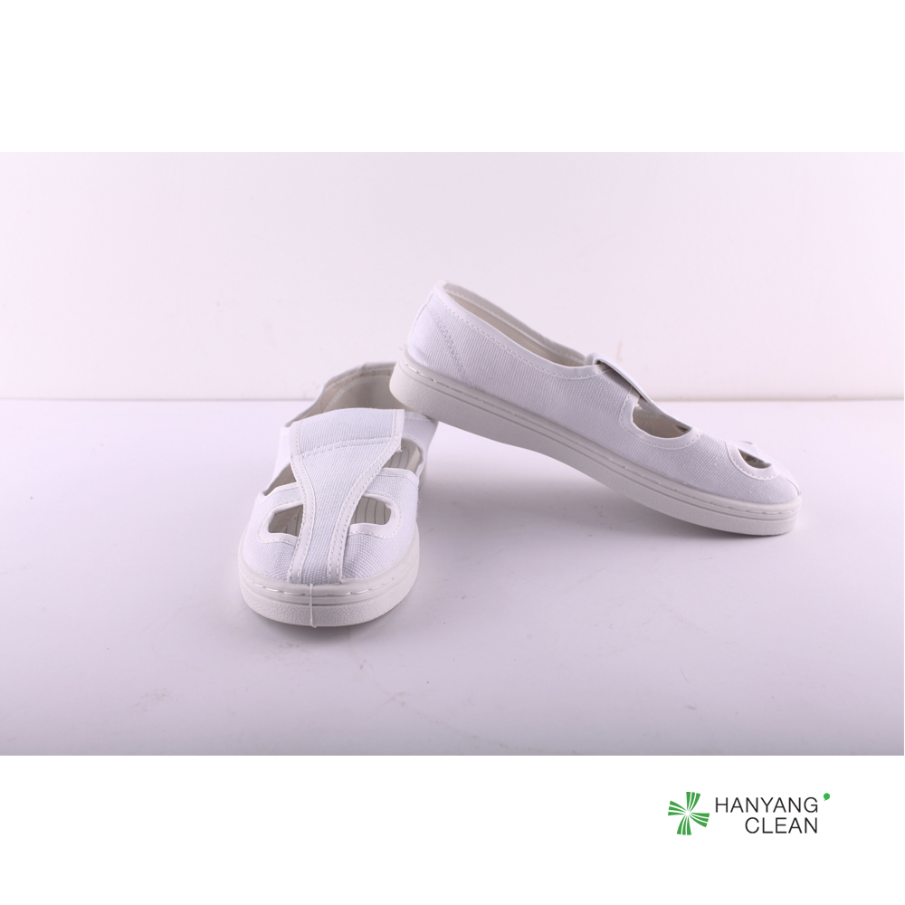 Wholesale Factory white four eyes breathable esd electronics canvas shoes for cleanroom