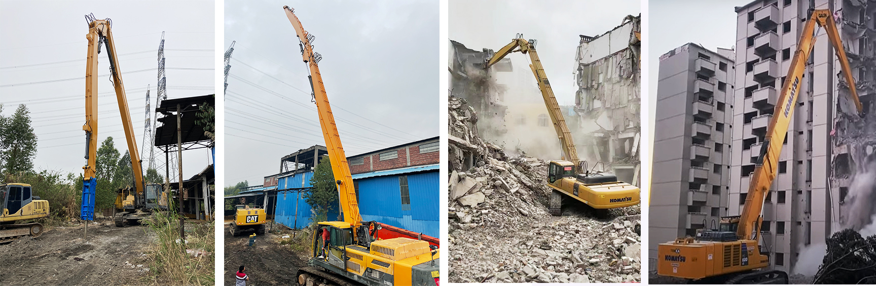 Three Parts Telescopic Demolition Boom , Q355B Q690D Demolition Excavator Arm