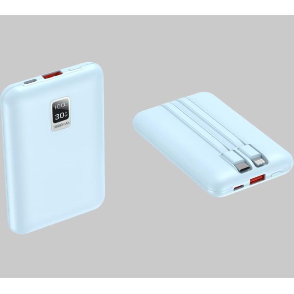 Dual Cables Portable Power Bank 10000mAh 22.5W LED Digital Display Lightweight