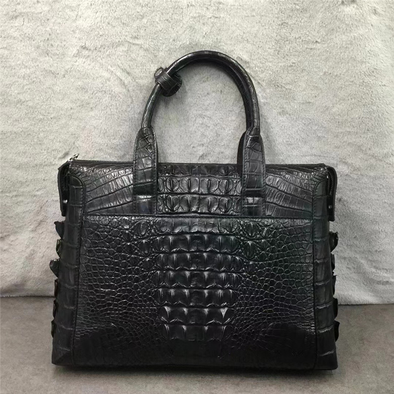 Exotic Genuine Crocodile Skin Businessmen ZIP Laptop Briefcase Authentic Alligator Leather Male Top-handle Working Purse