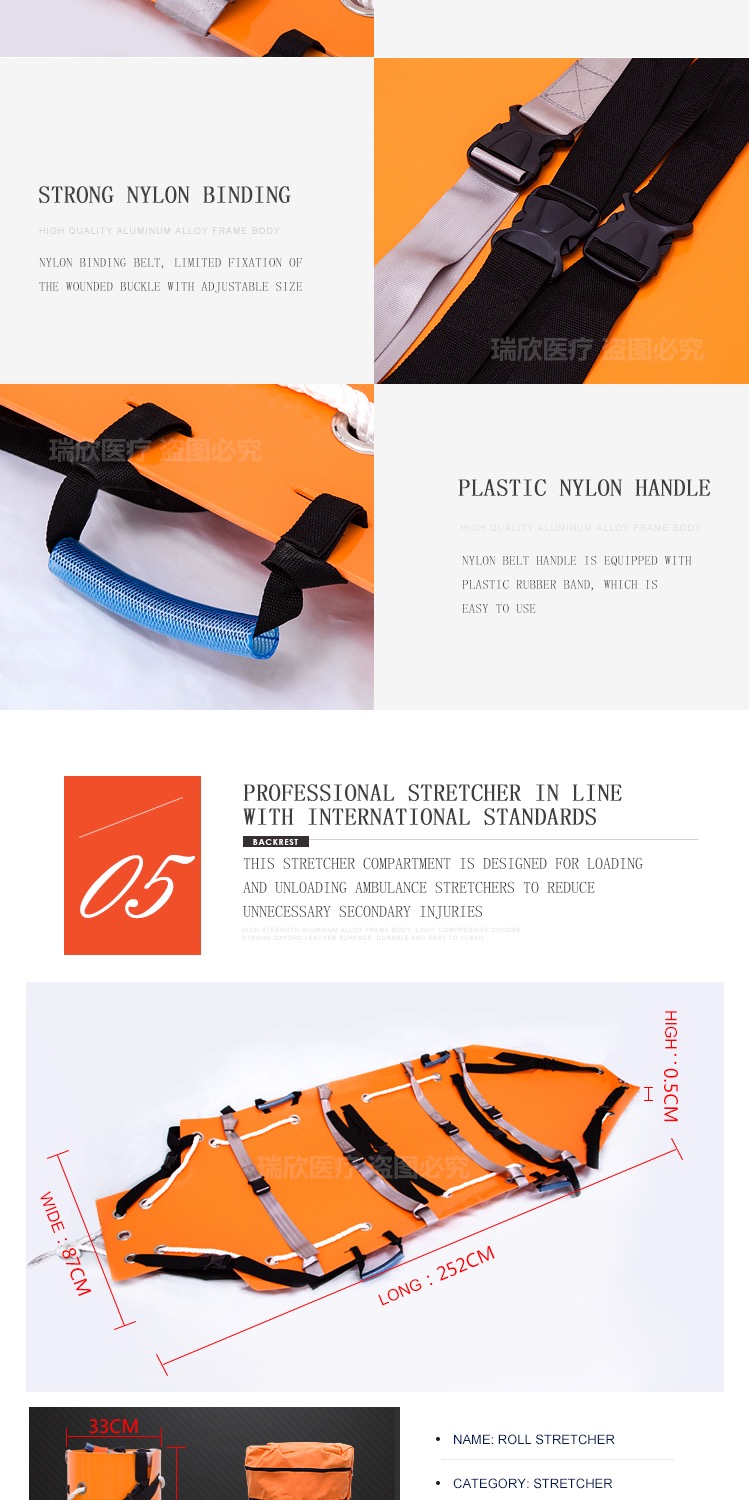 Portable Roll Up Rescue Stretcher EVA Foldable Ambulance Stretcher