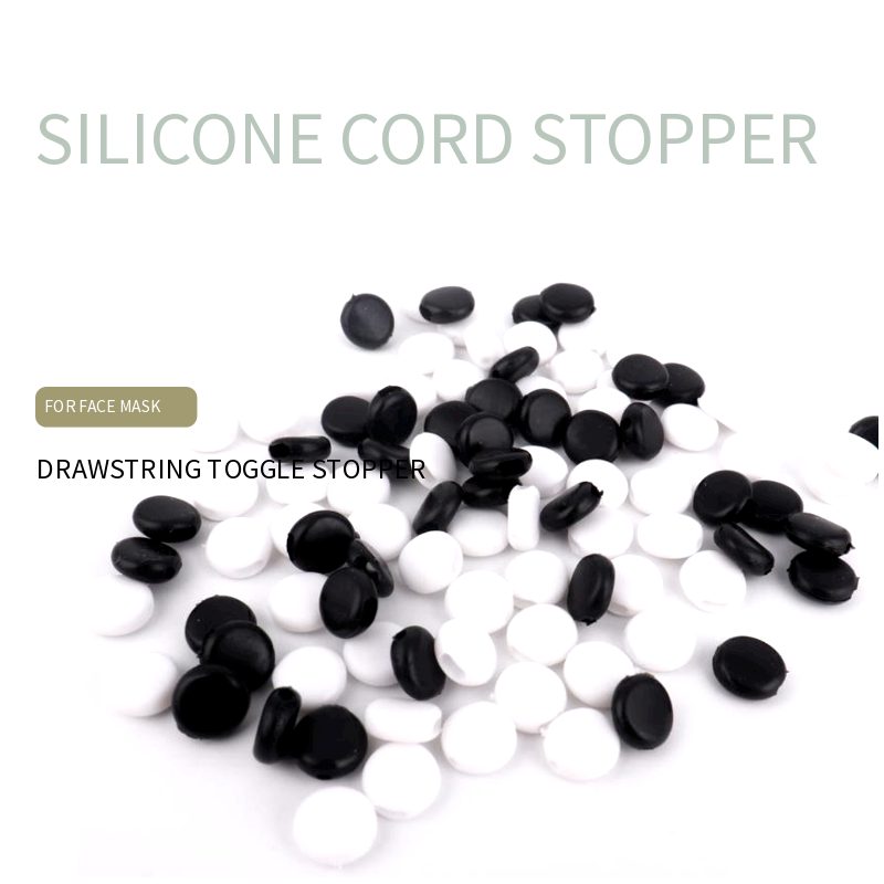 black Face Mask Rope Silicone Clip Elastic Cord Stopper Toggle