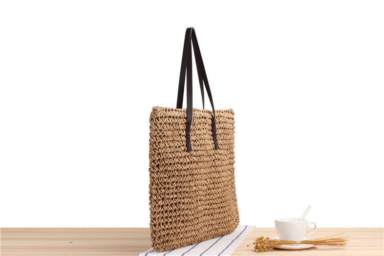 CROSS-BORDER NEW LARGE CAPACITY CASUAL STRAW BAG JAPAN AND SOUTH KOREA SHOULDER BAG SOLID COLOR HAND-WOVEN BAG SEN