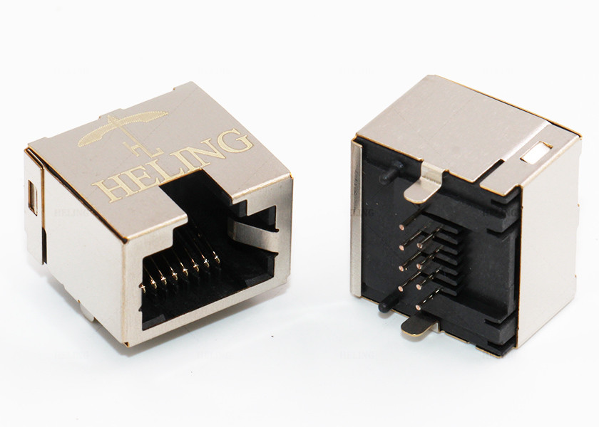 Right Angle RJ45 Female Connector Tab Up , Rj45 Female Socket RoHS Compliant