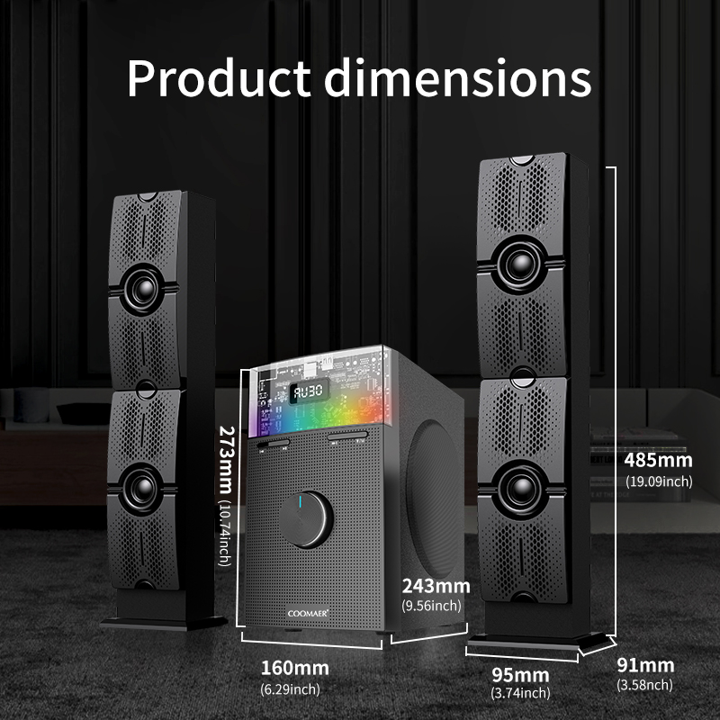 Multimedia Computer RGB Speaker 2.1 Subwoofer Home Theater System With 50W Output Power