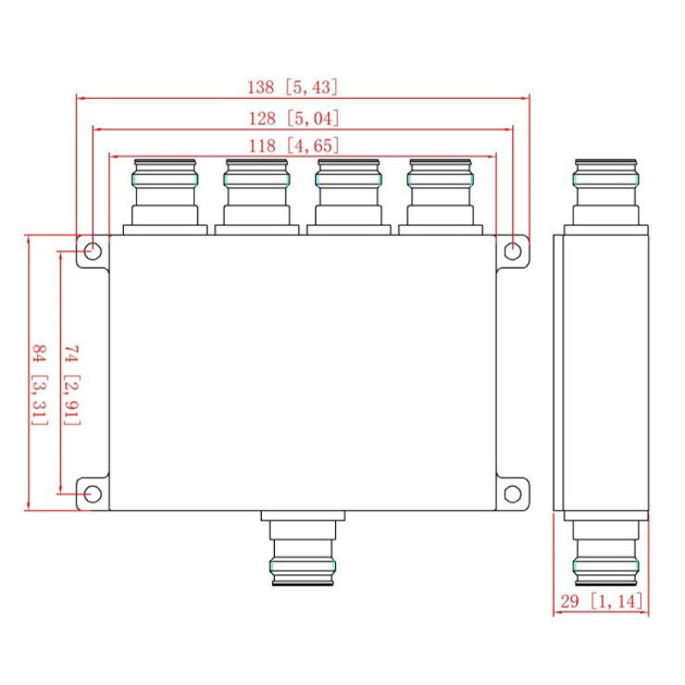 350-520MHz 4 Way 4.3-10 Female Wilkinson Power Divider
