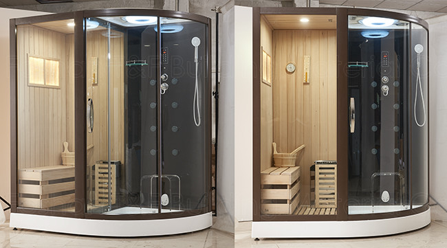 Dry Sauna Combined Wet Steam Room Wooden Sauna Cubicle With Shower Cabin