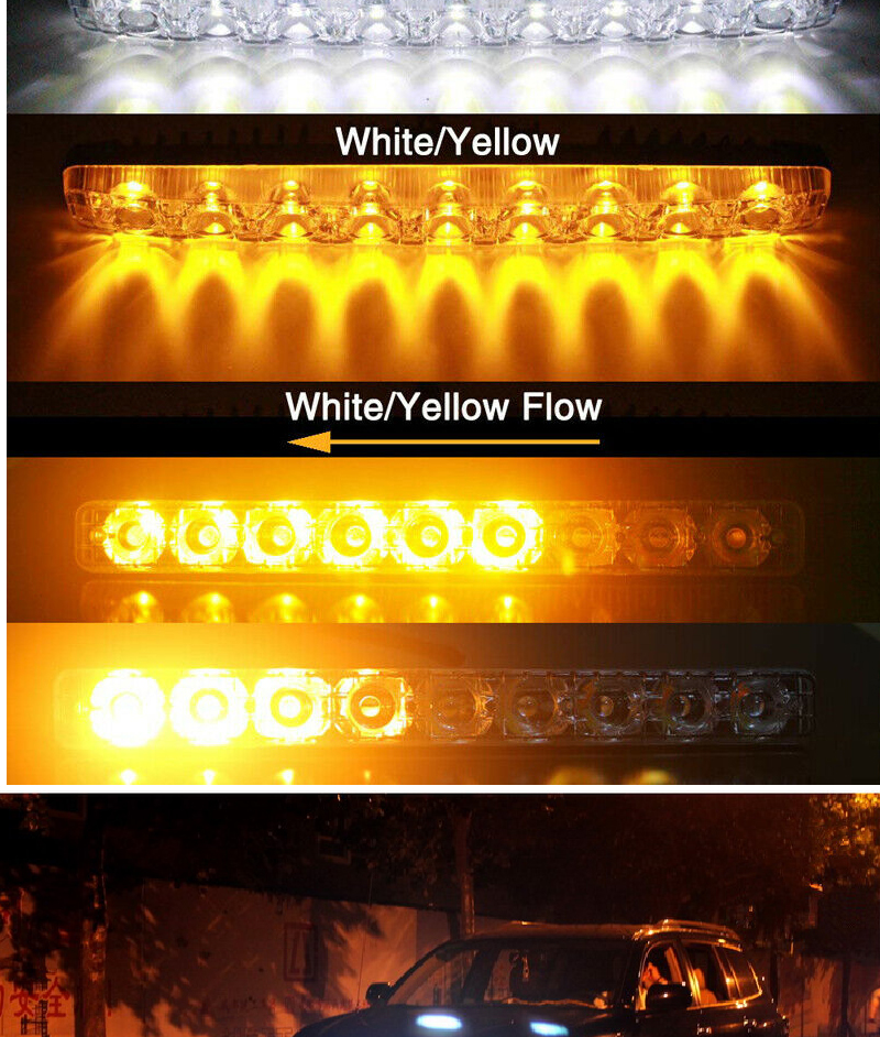 Aluminium Automobile Drl Car Headlight Led Tube Strip Two Color With ABS Lens
