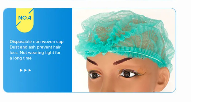 14gsm Head Cap Non Woven Disposable Bouffant Cap With Elastic Band 18in 19in