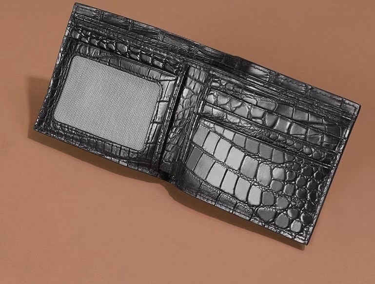 Authentic Alligator Leather Men's Short Bifold Wallet Card Holders Genuine Crocodile Belly Skin Male Small Clutch Purse