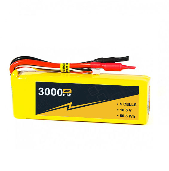 3000mAh 5S1p 18.5V RC Drone Lipo Battery 40C-80c JST-XH Light Weight