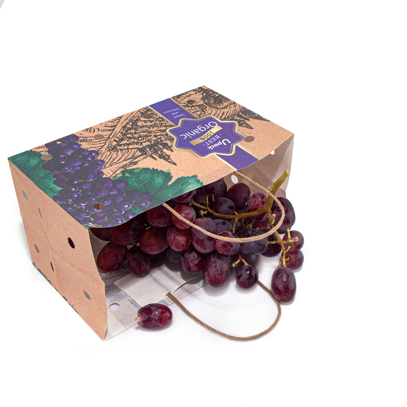 Sustainable OEM Printed Fruit Paper Bags Brown / White Color Customized
