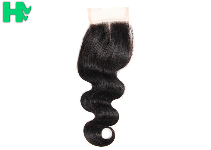 Body Wave Human Hair Closure Pieces , Middle Part Remy Human Hair Extensions