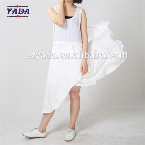 Ladies white sleeveless cotton casual elegant mini formal office dresses sexy