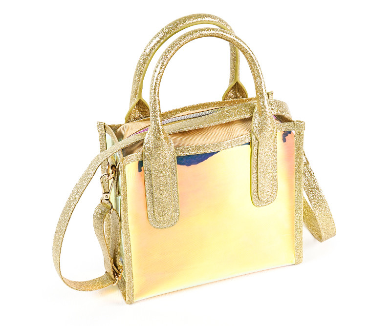 Transparent Iridescent Reusable Waterproof PVC Tote Bag