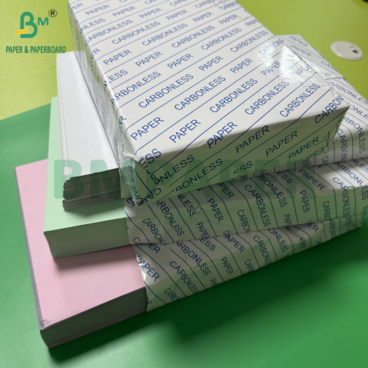 55 - 80gsm Carbonless CF Paper For Receipts Light Pink Green Blue Yellow Colored Sheets 