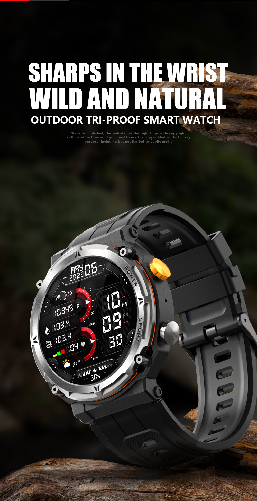 C21 Pro Sport Men Smart Watch Outdoor BT Call 410mAh Big Battery IP68 Waterproof
