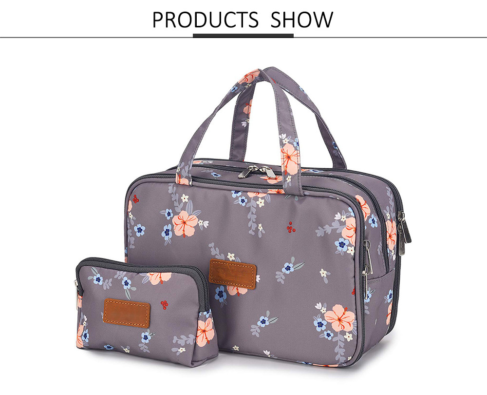 Women Zippered Floral Nylon Toiletry Bags For Travel