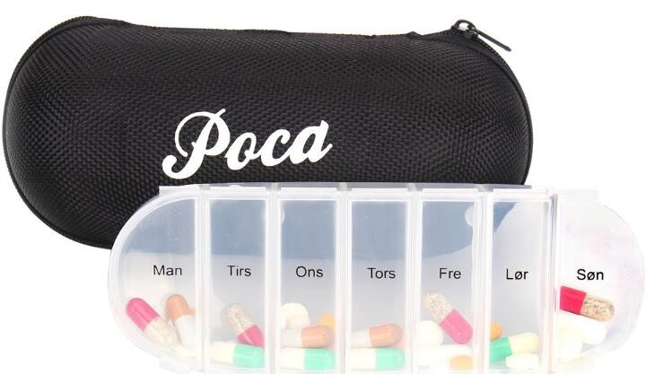 28 compartment column shape plastic pill storage box with pill crush box, Conventional eco-friendly 4 grids plastic trav