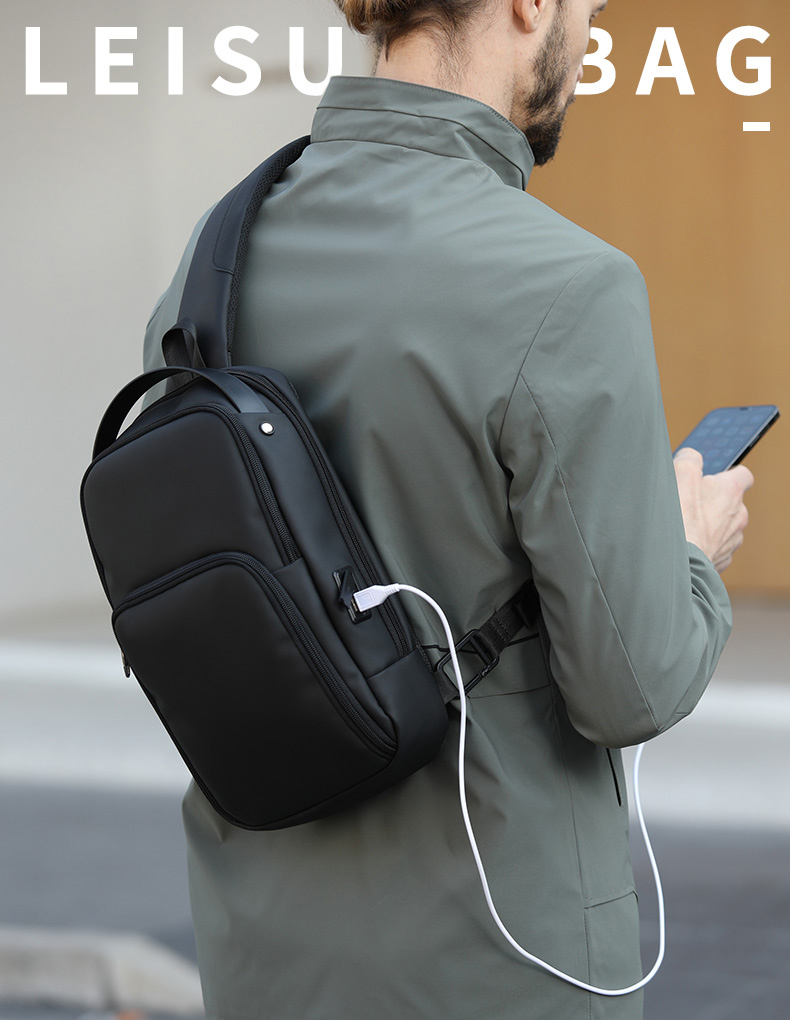 Ventilation Sports Crossbody Mens Sling Bag Splash Proof Water