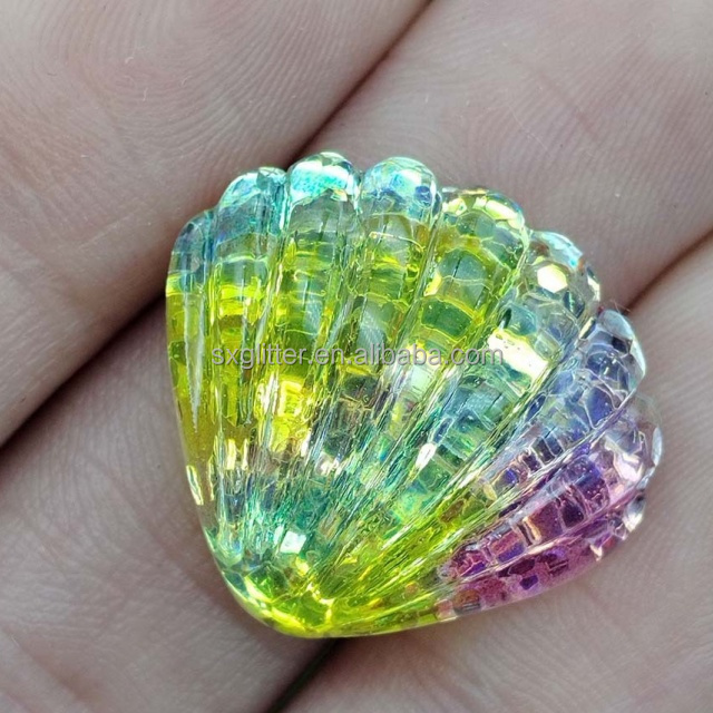 ployester Resin Glitter Mermaid Sea Shall and Glitter Sequin Mermaid Tail Resin Flat Back DIY Clip Thin Resin Crafts