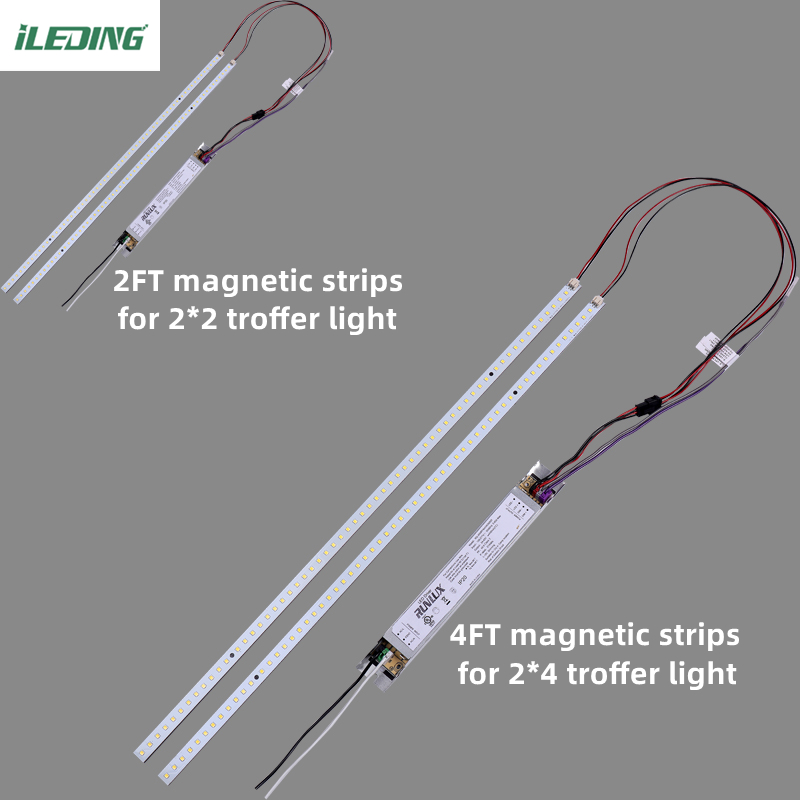 Office Replace Tube 2FT Led Magnetic Light Troffer Linear retrofit Kit 20W 2900LM CRI85