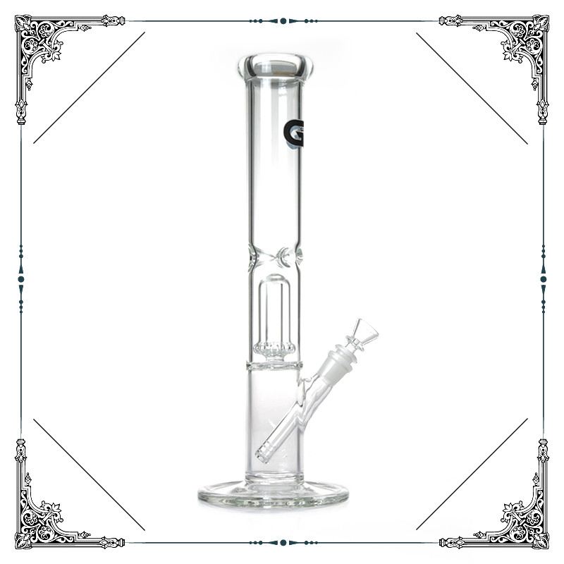 Grace Straight Tube Clear Glass Bong With Birdcage Perc Hookah For Smoking 15''