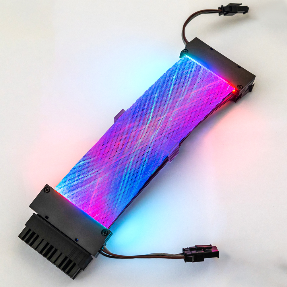 Braided luminous thread 24PIN Cable Power Motherboard Net Double-Headed Light 200mm