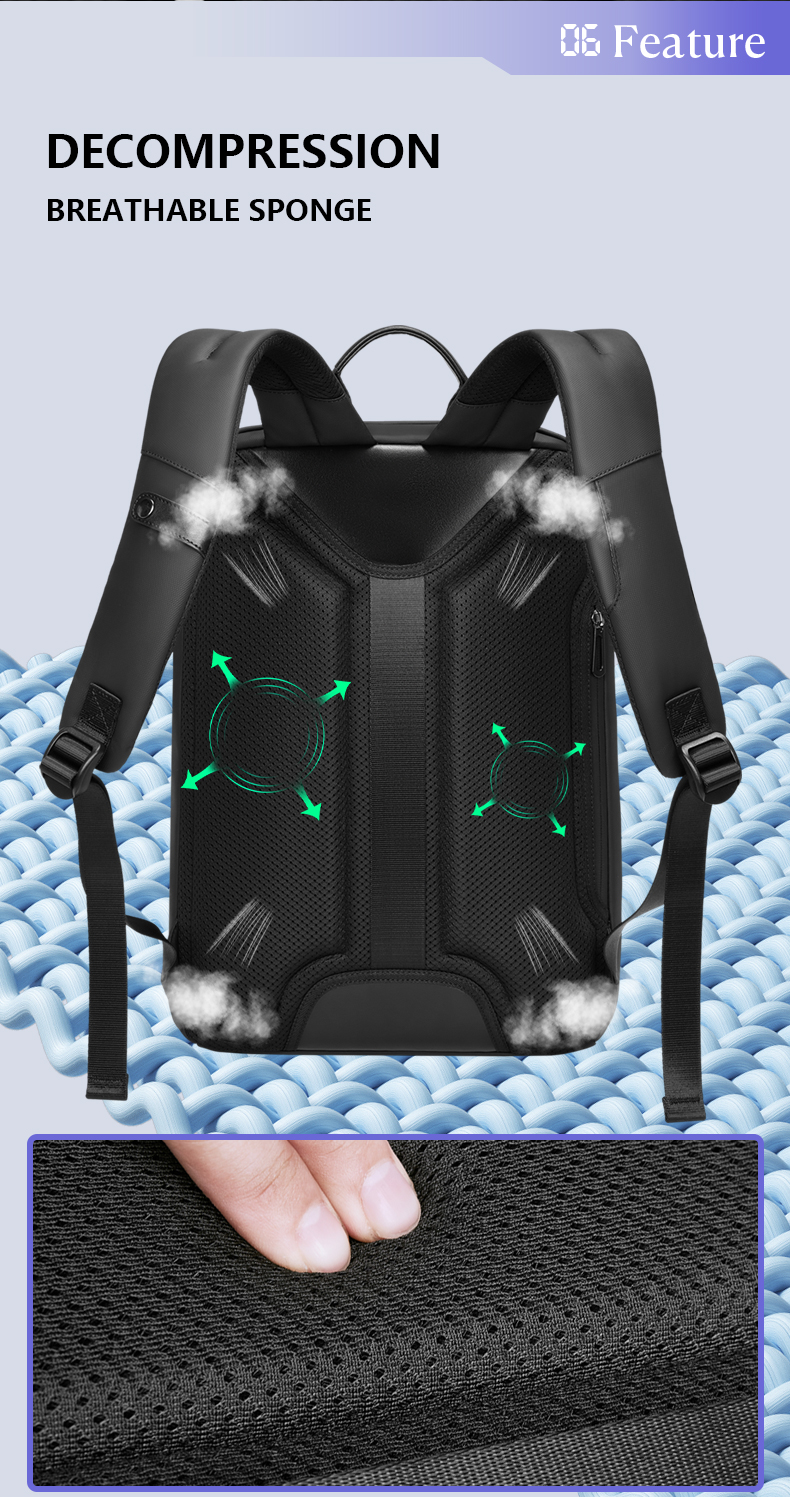 Softback Waterproof Business Backpack With USB Customized Logo