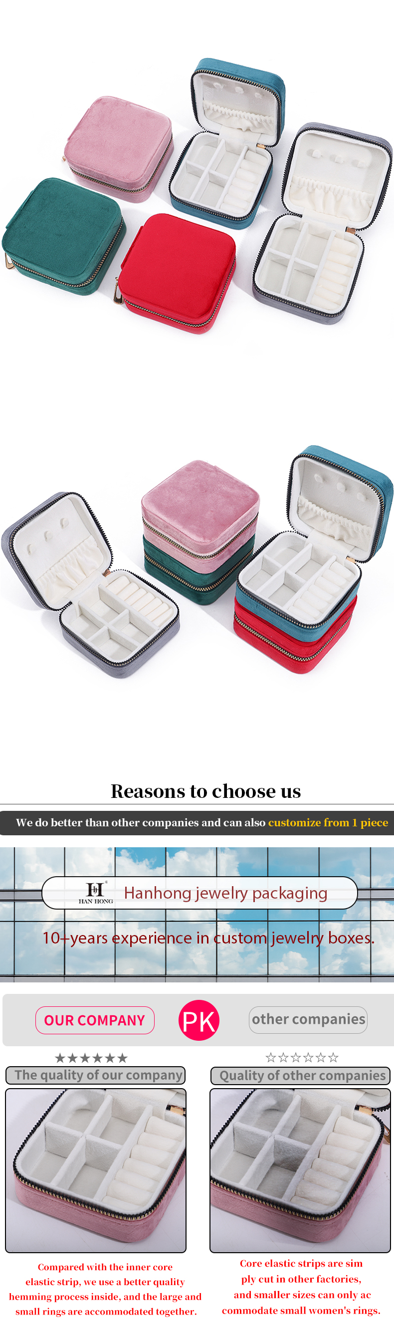 Velvet Jewelry Storage Box for Customized Size Earrings Necklace Ring Display Solution