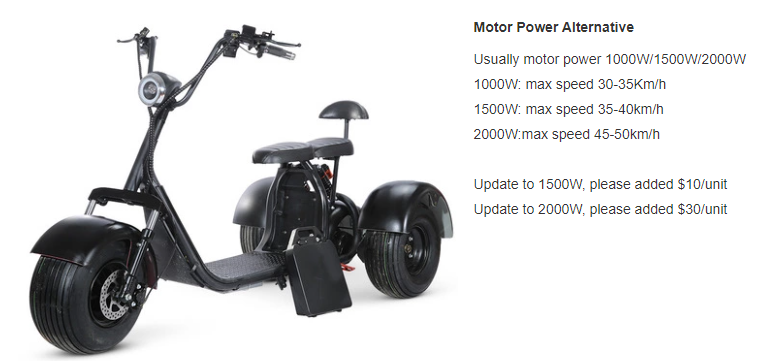 3 Wheel Electric Trike Mobility Scooter Bike Fat Tire Street Legal