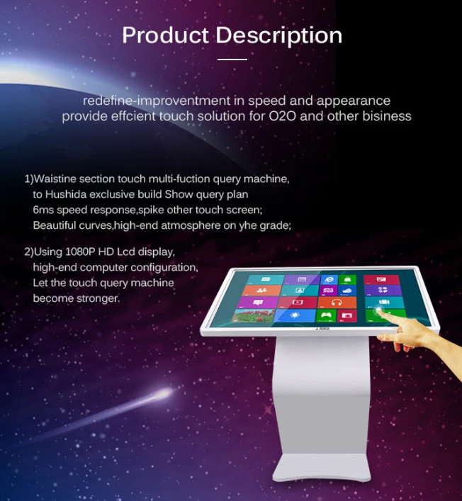 32" 43" 49" Horizontal Digital Signage , Multi Language Floor Standing Kiosk