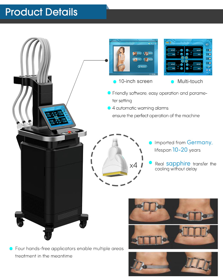 1060nm Cryolipolysis Slimming Machine 4 Handles Diode Laser Slimming Machine
