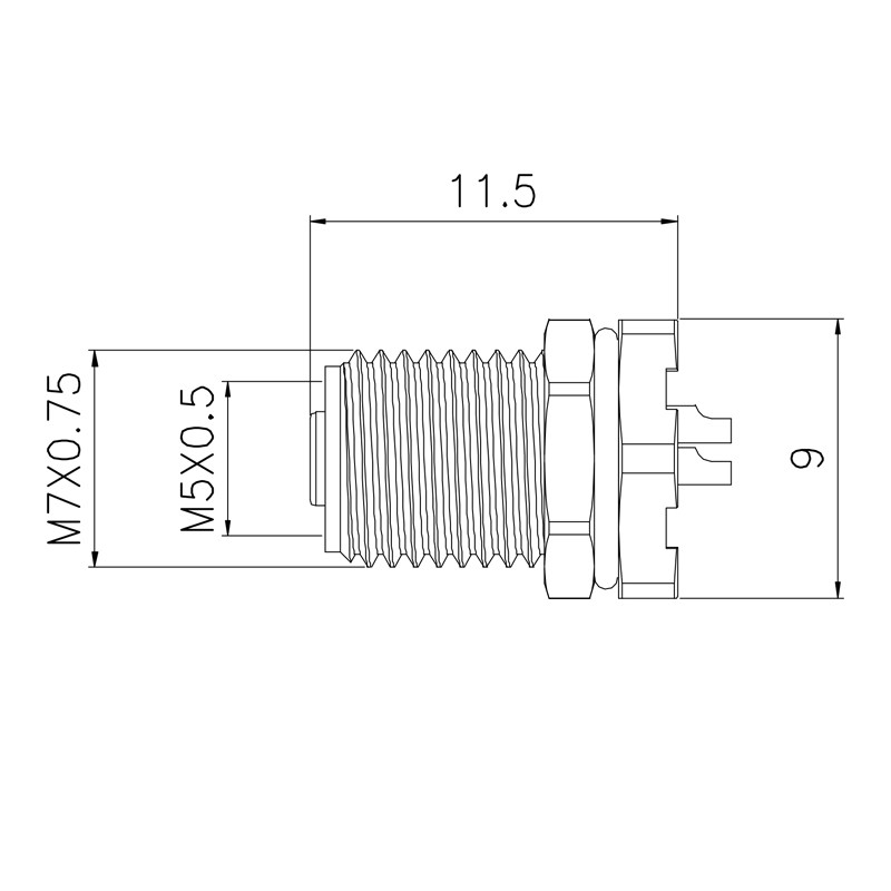 Rigoal Automation Connector 60V 1A Male Panel Mount IP67 4 Pin Connector