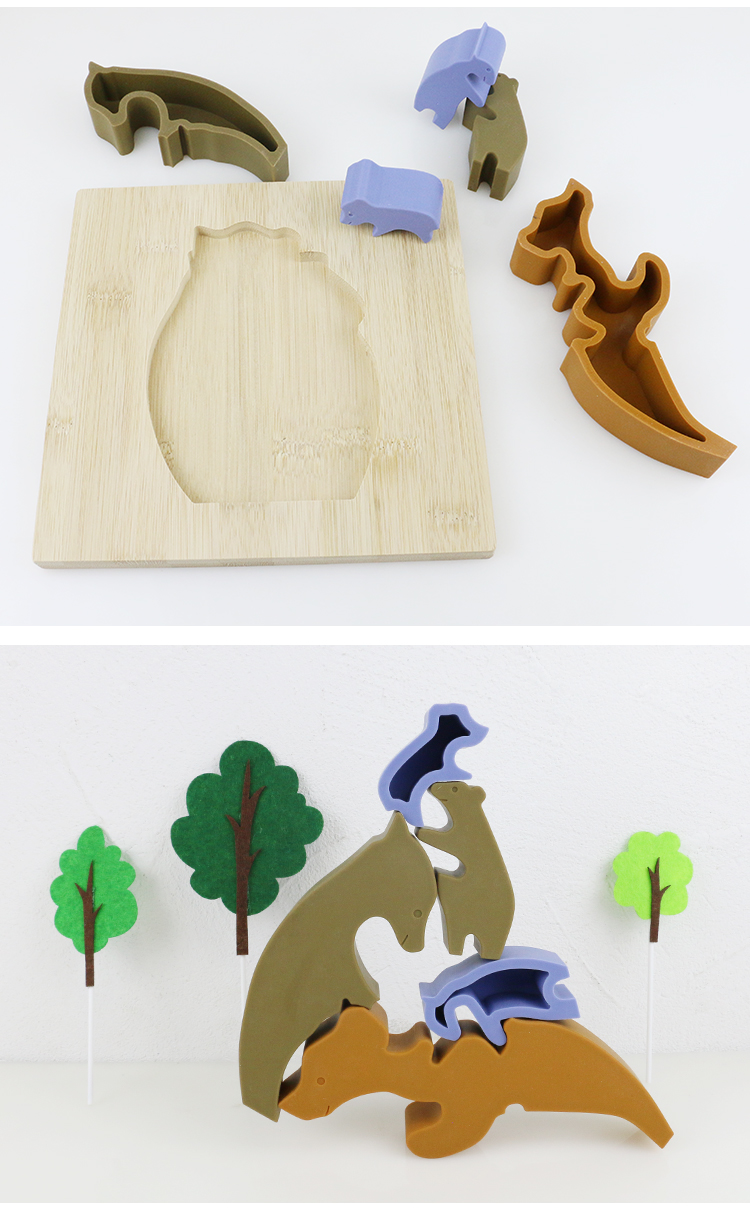 Bear Shape Children Wooden Toys Jigsaw For Montessori Learning