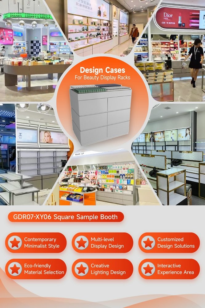 GDR07-XY06 Cosmetic Display Table with 3mm Transparent Acrylic Joint Box and Multi-Level Display for Shopping Mall
