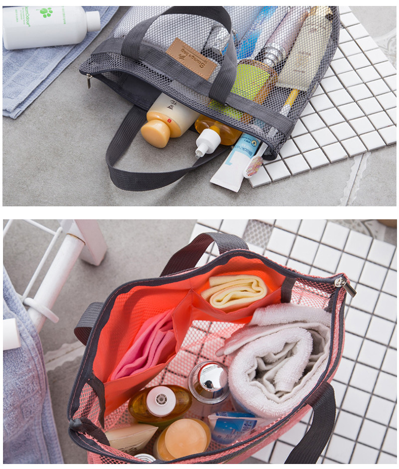 Large Capacity Zipper Close Ladies Mesh Travel Wash Bag