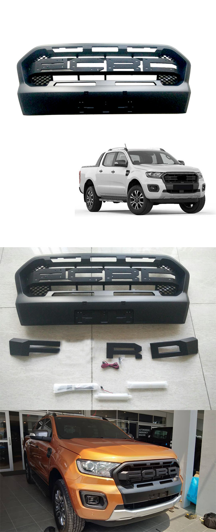 ABS Plastic Car Front Grill With LED For Ford Ranger