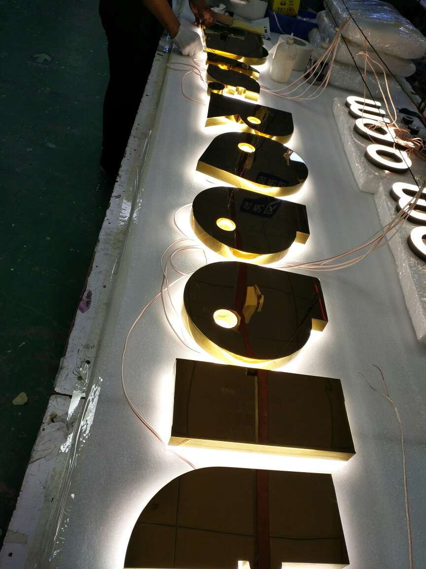 Wall Mounted 3D LED Backlit Signs , Stainless Steel Custom Laser Cut Letters