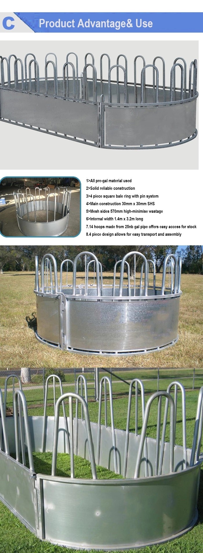 1.8m Diameter Cattle Hay Feeder , Loop Top Cattle Handling Systems