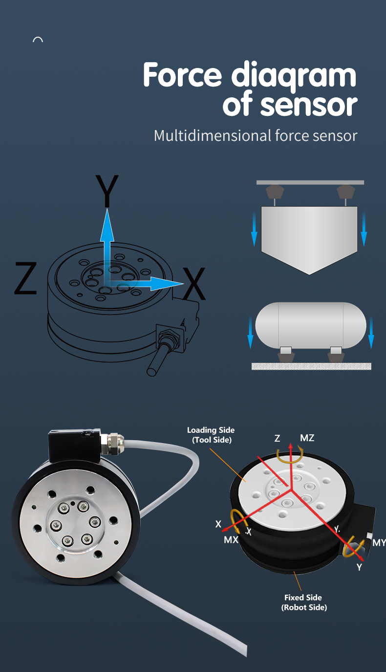 Stainless Steel Multidimensional Transducer Multi Axis Transducer 6 Force Torque Sensor For Industry Robot