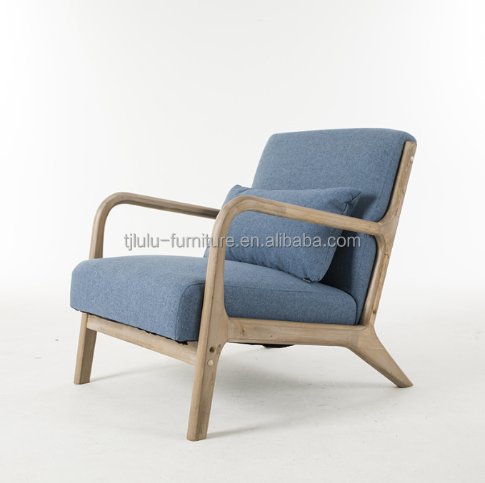 Modern Nordic Living Room Couch with Upholstered Armrest and Solid Wooden Construction
