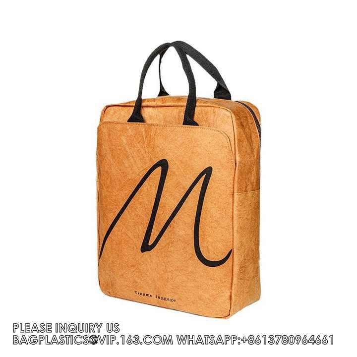 Washable Kraft Paper DuPont Handheld Retro Waterproof Lightweight Environmental Friendly Style Unique Backpack