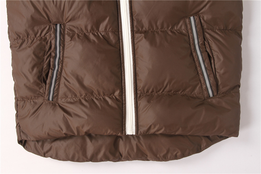 Brown 15/16 Size Kids Padded Gilet With Fur Lining Hood